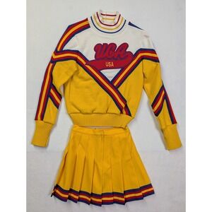 Varsity Womens Cheerleading Uniform Set 34 5-14 UCA USA Sweater Skirt Yellow